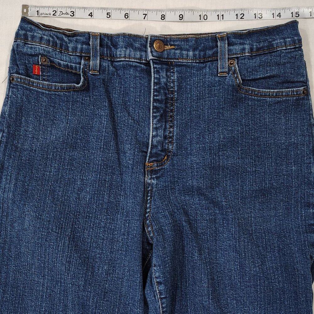 NYDJ Tummy Tuck Jeans Womens Size 12 High Rise Boot Cut USA Stretch Denim Blue - Picture 8 of 16